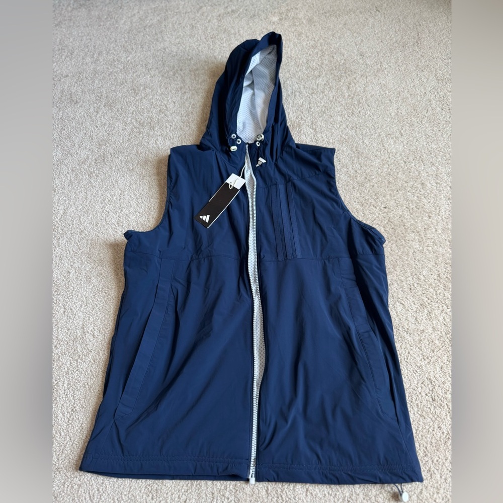 adidas Navy Hooded Vest with Light Lining